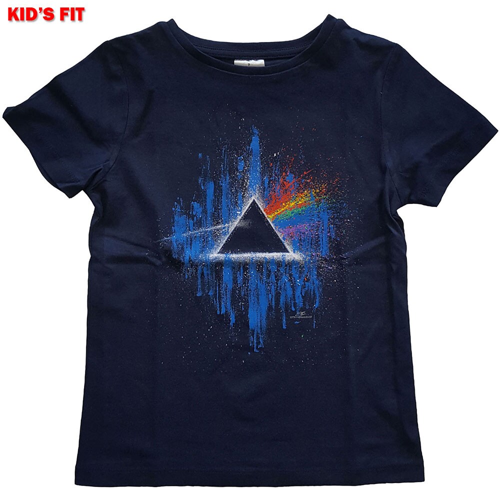 Pink Floyd Kids T-Shirt: Dark Side of The Moon Blue Splatter (7-8 Years)