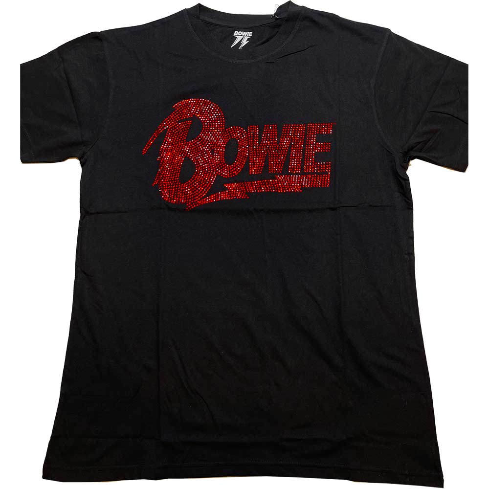 David Bowie Unisex T-Shirt: Logo (Diamante) (Medium)