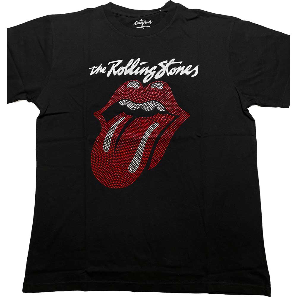 The Rolling Stones Unisex T-Shirt: Logo & Tongue (Diamante) (Large)