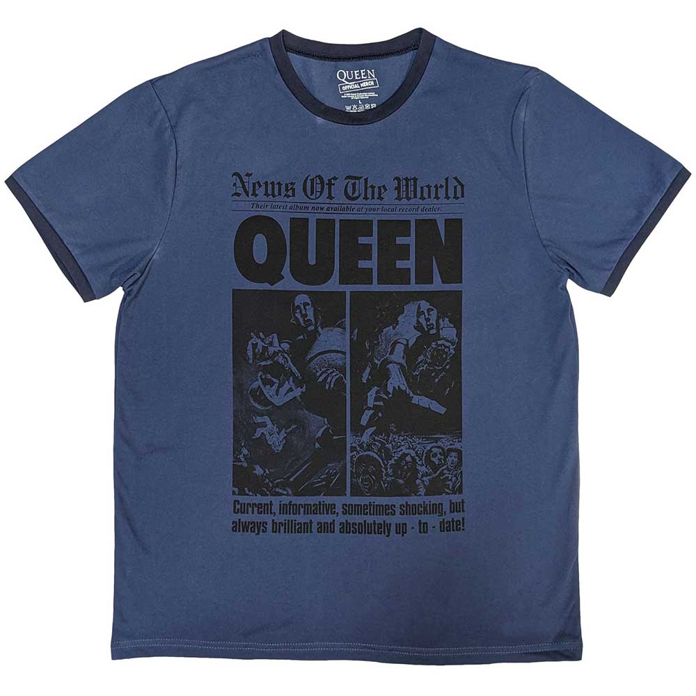 Queen Unisex Ringer T-Shirt: News of the World 40th Front Page (XX-Large)