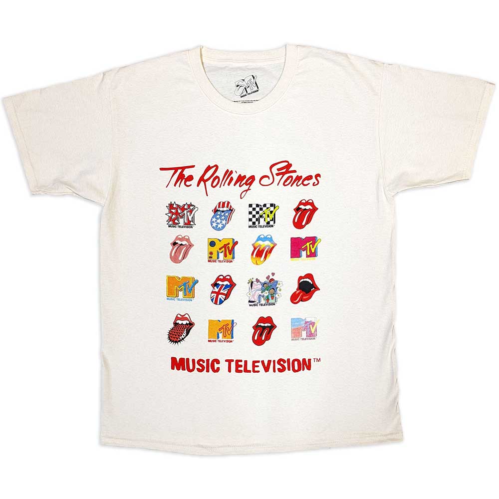 MTV Unisex T-Shirt: Rolling Stones Logo Mashup  (Medium)