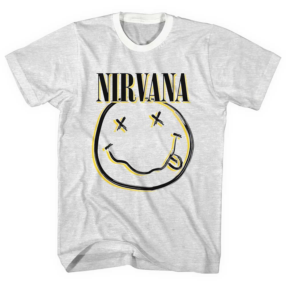 Nirvana Unisex T-Shirt: Inverse Smiley (Ringer) (Medium)