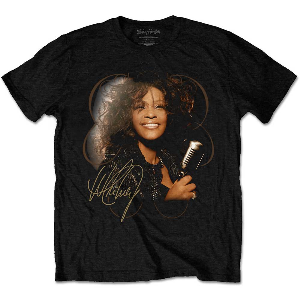 Whitney Houston Unisex T-Shirt: Vintage Mic Photo (Small)