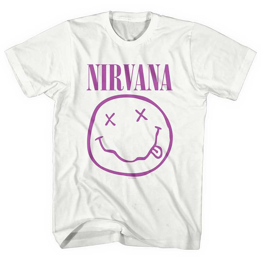 Nirvana Unisex T-Shirt: Purple Smiley (Medium)