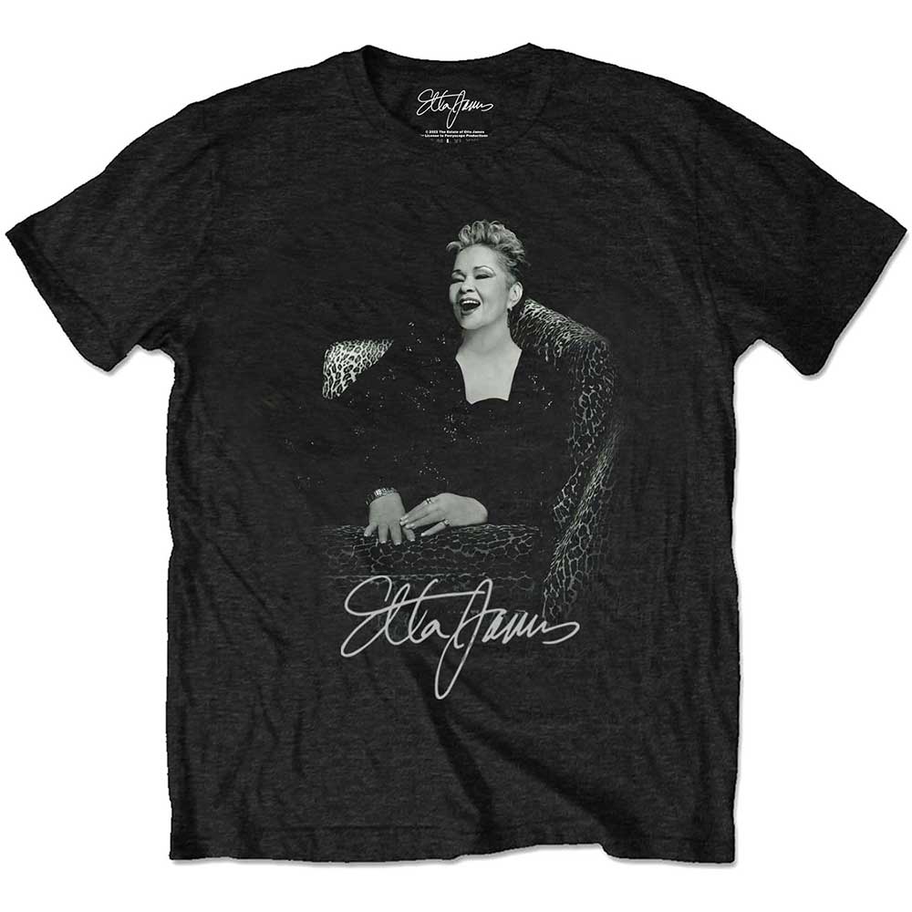 Etta James Unisex T-Shirt: Etta Seated (Small)