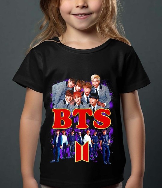 BTS børn t-shirt: "BTS Style" - Sort - størrelse 3-14 år