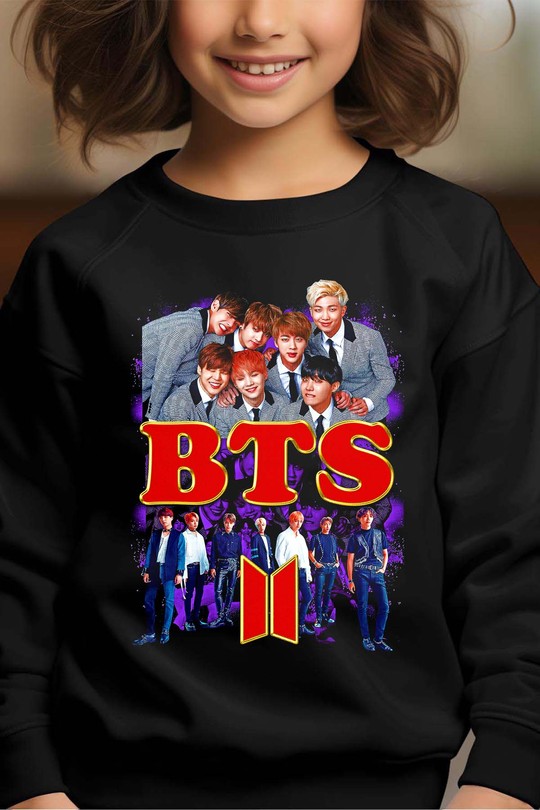 BTS børn sweatshirt: "BTS Style" - Sort - størrelse 3-14 år