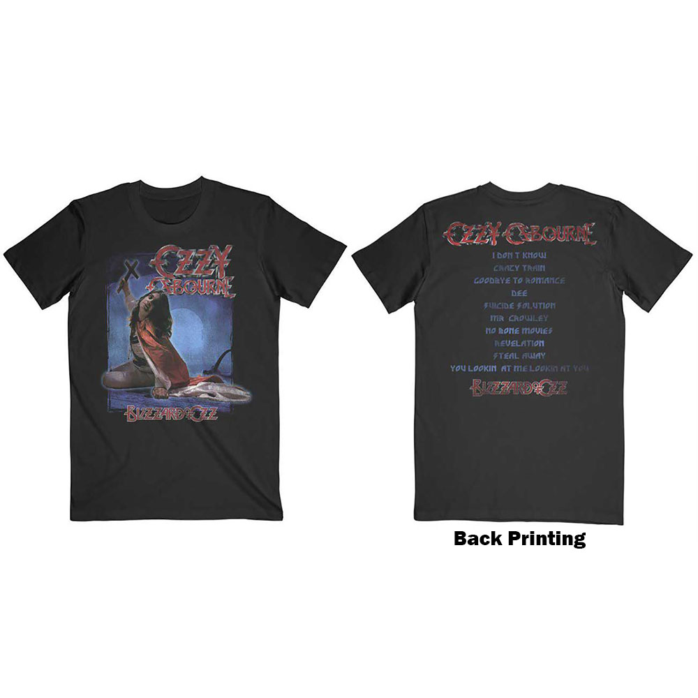 Ozzy Osbourne Unisex T-Shirt: Blizzard of Ozz Track list (Back Print) (Small)