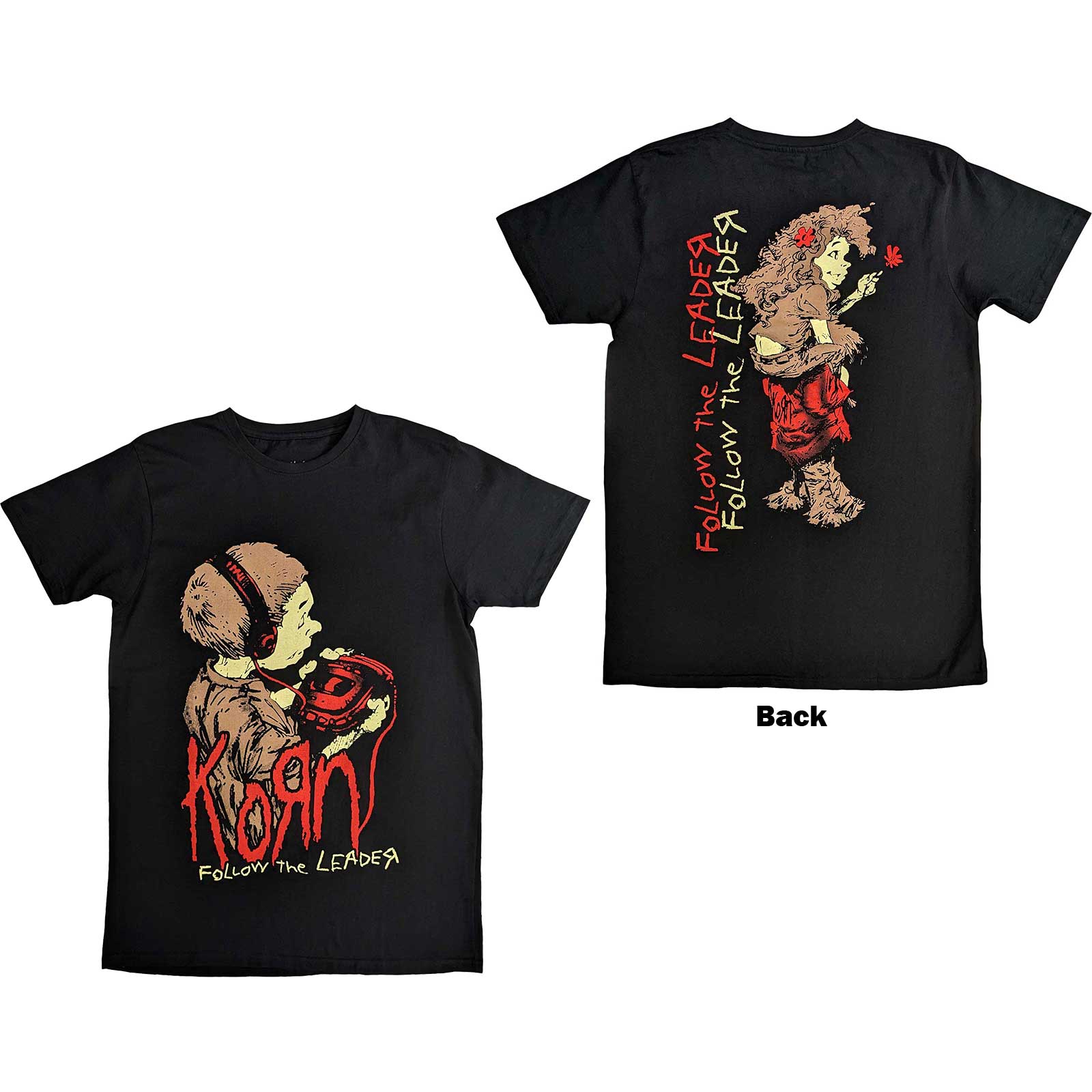 Korn Unisex T-Shirt: Follow The Leader (Back Print) (Medium)