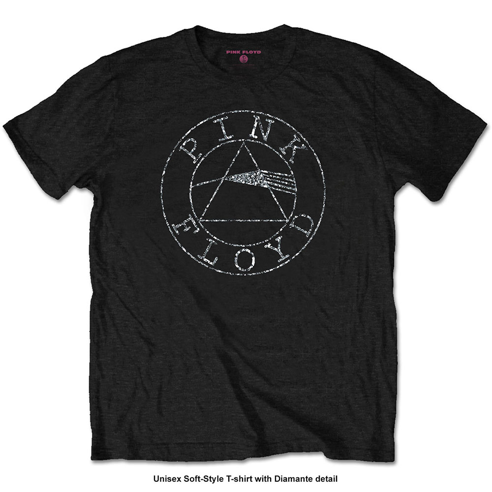 Pink Floyd Unisex Diamante T-Shirt: Circle Logo (Medium)