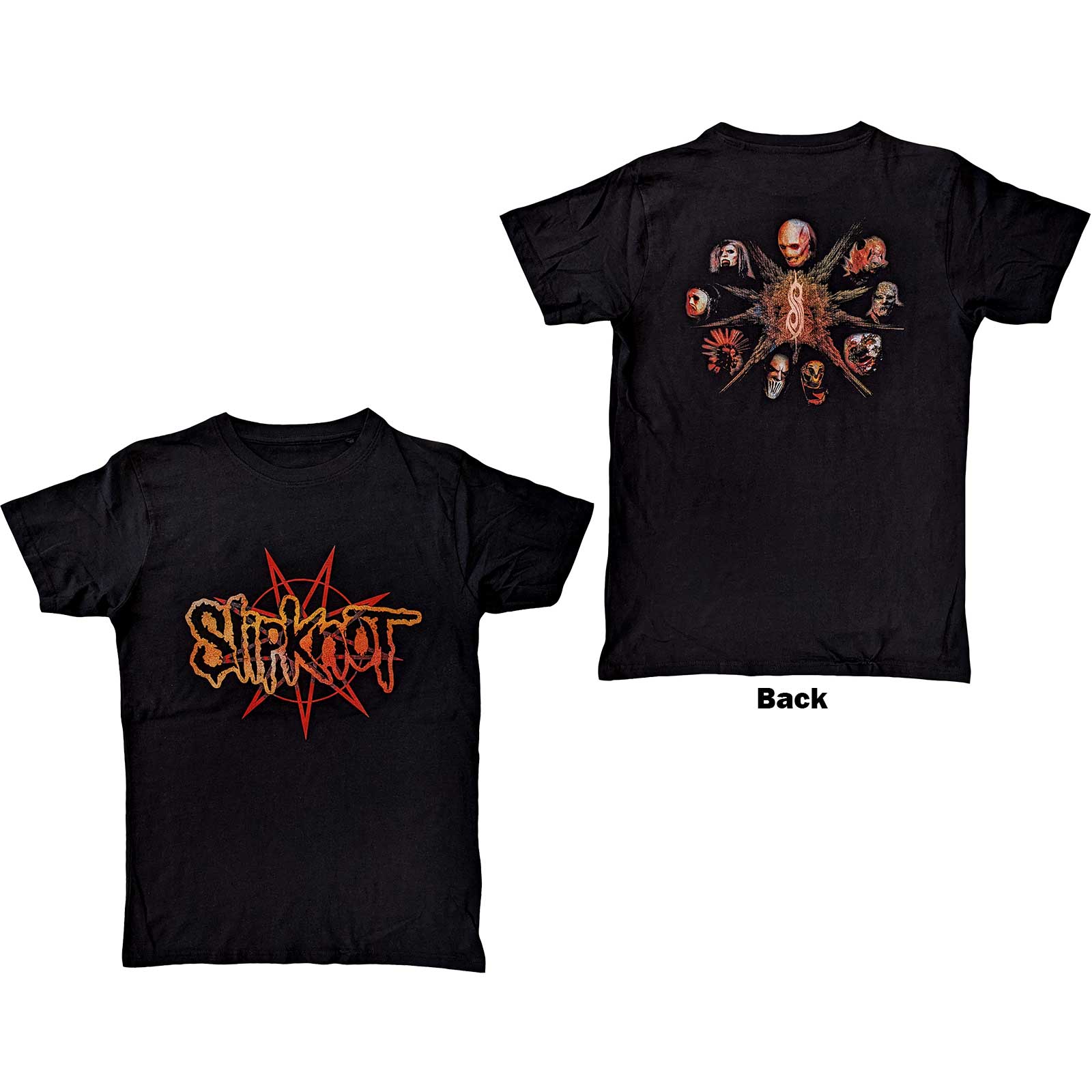 Slipknot Unisex T-Shirt: The End So Far Pentagram Heads (Back Print) (Medium)