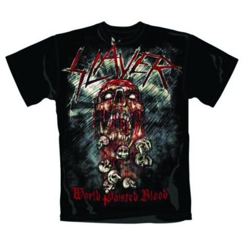 Slayer Unisex T-Shirt: World Painted Blood Skull (Large) - 2