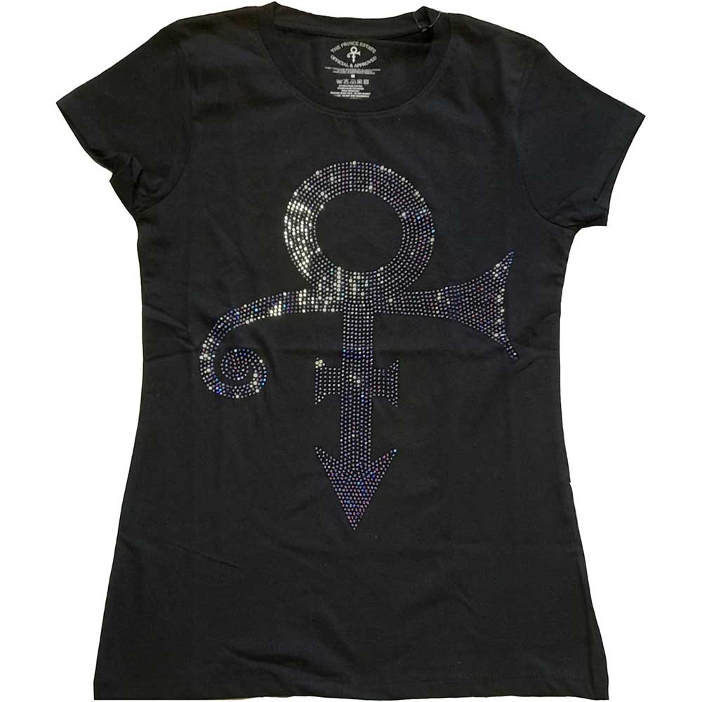 Prince Ladies T-Shirt: Purple Symbol (Diamante) (Small)