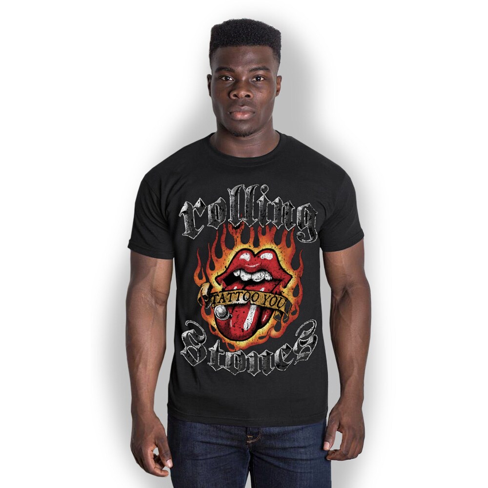 The Rolling Stones Unisex T-Shirt: Flaming Tattoo Tongue (Large) - 2
