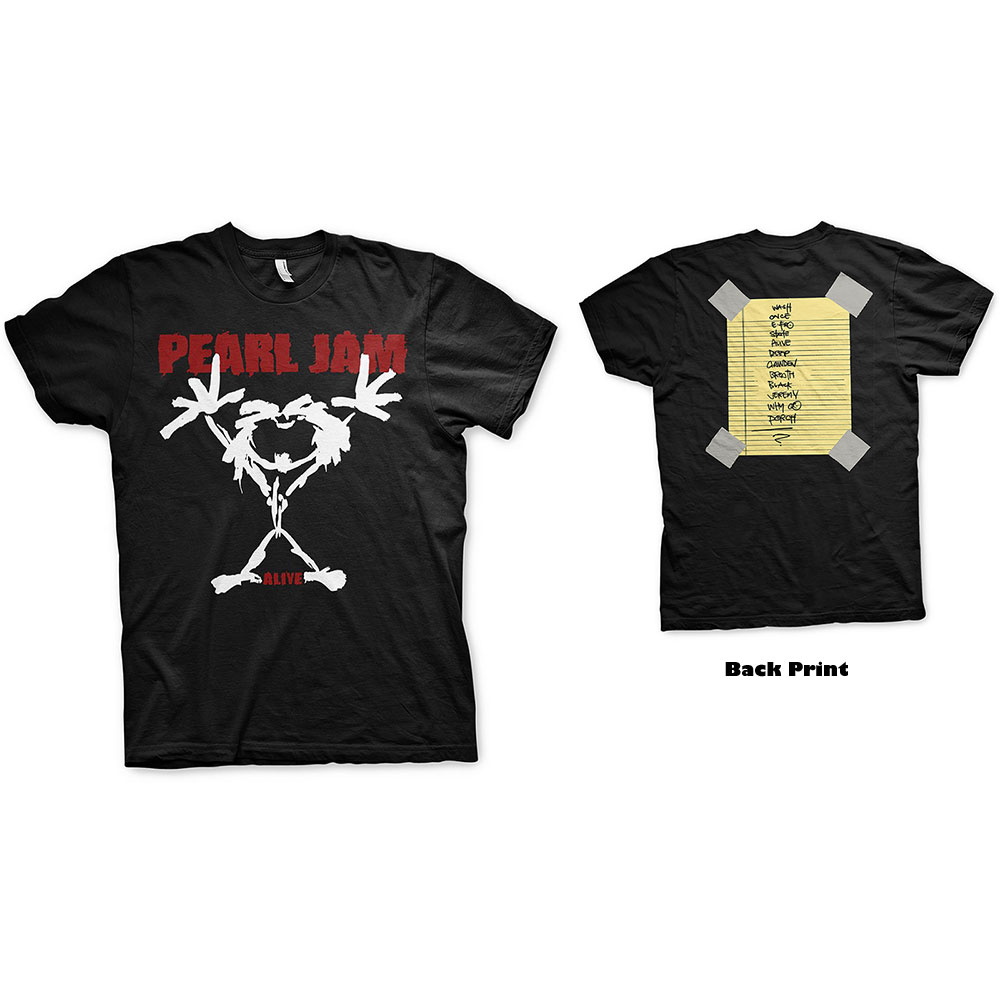 Pearl Jam Unisex T-Shirt: Stickman (Back Print) (Large)