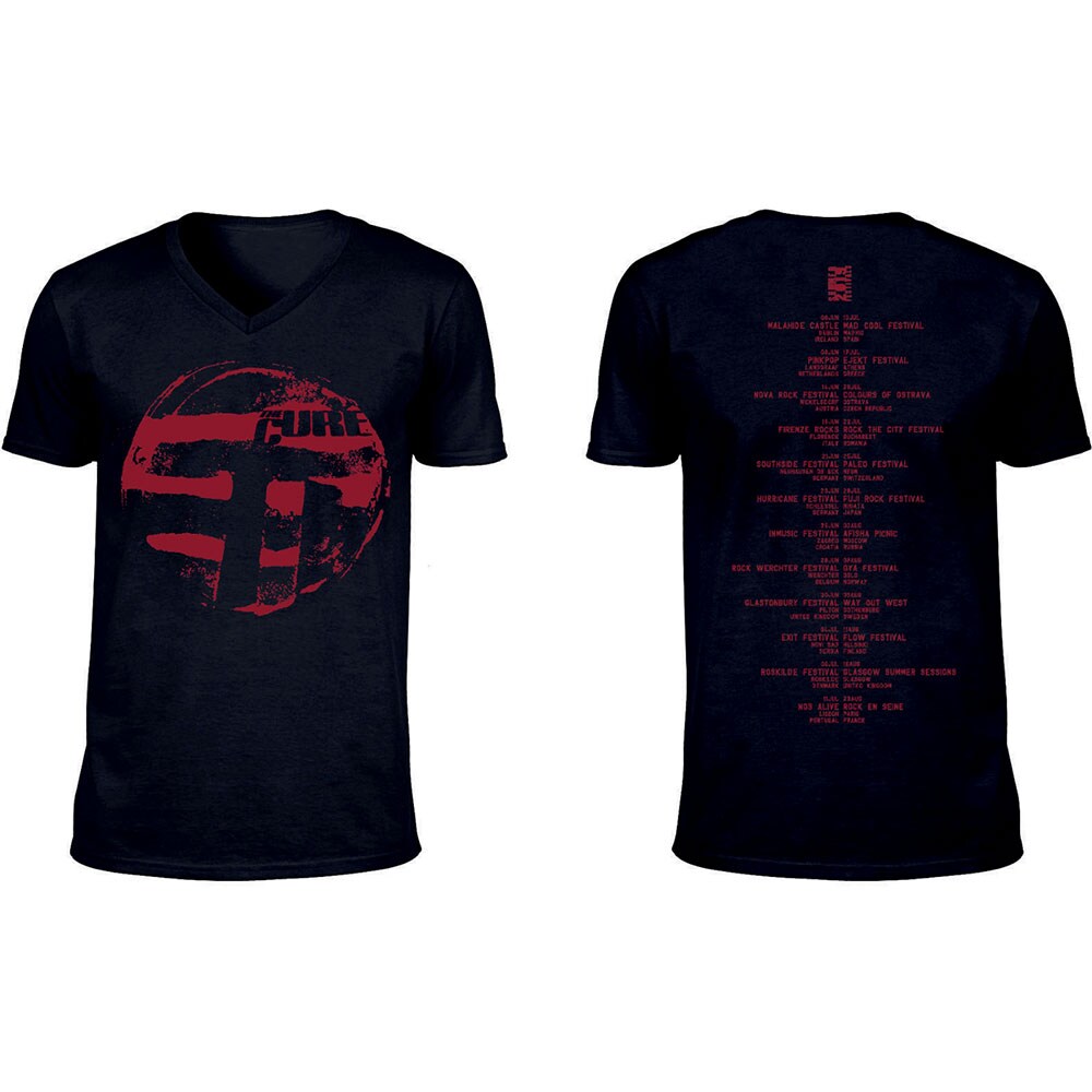 The Cure Unisex T-Shirt: Eastern Red Logo (Back Print/Ex-Tour/V-Neck) (XXX-Large)