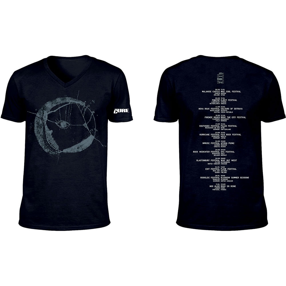 The Cure Unisex T-Shirt: Eyemoon Logo (Back Print/Ex-Tour/V-Neck) (Small)