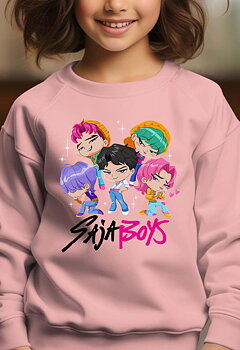 Saja Boys Kpop Demon Hunters Barn Sweatshirt - Mini - Rosa - Unisex