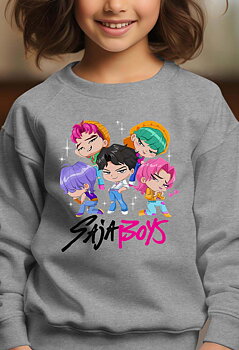 Saja Boys Kpop Demon Hunters Barn Sweatshirt - Mini - Grå - Unisex