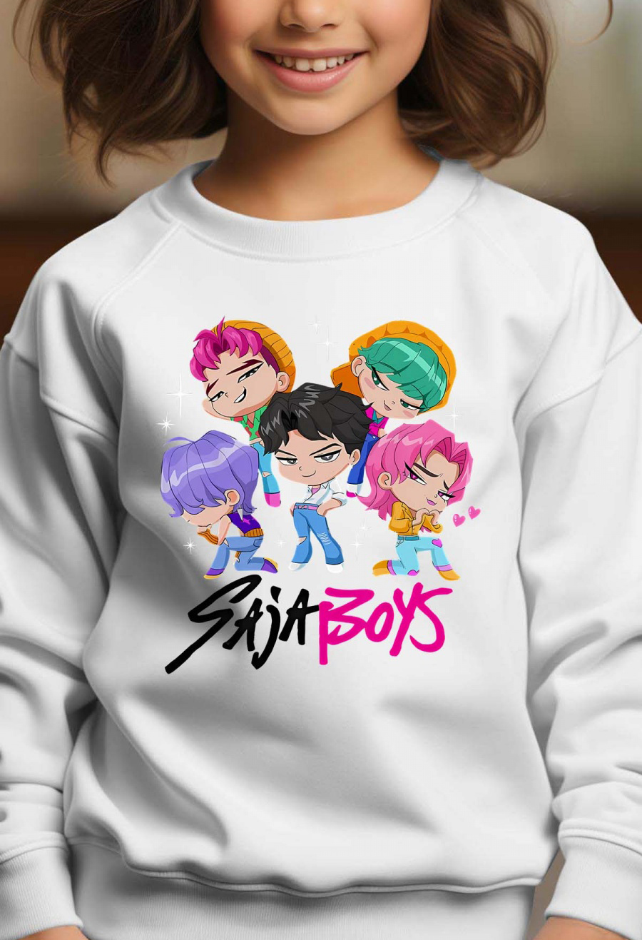 Saja Boys Kpop Demon Hunters Børn Sweatshirt - Mini - Hvid - Unisex