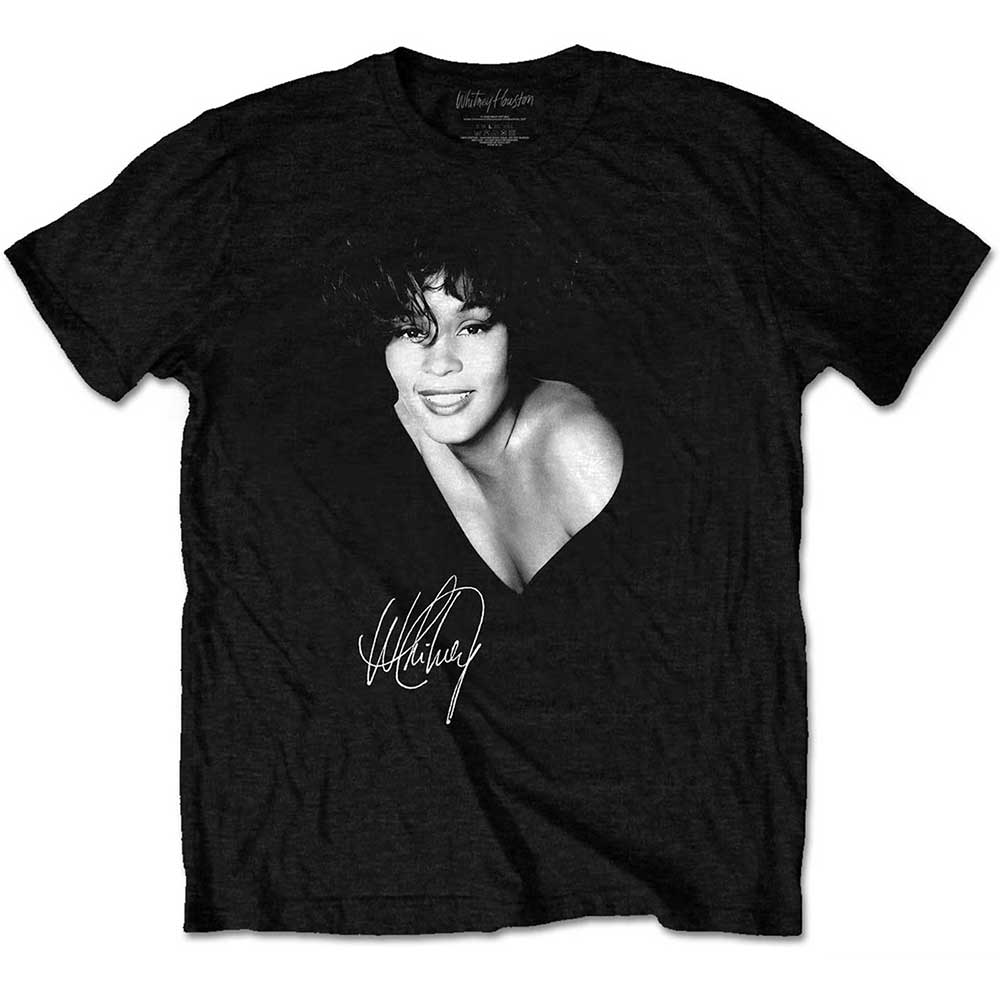 Whitney Houston Unisex T-Shirt: B&W Photo (Medium)