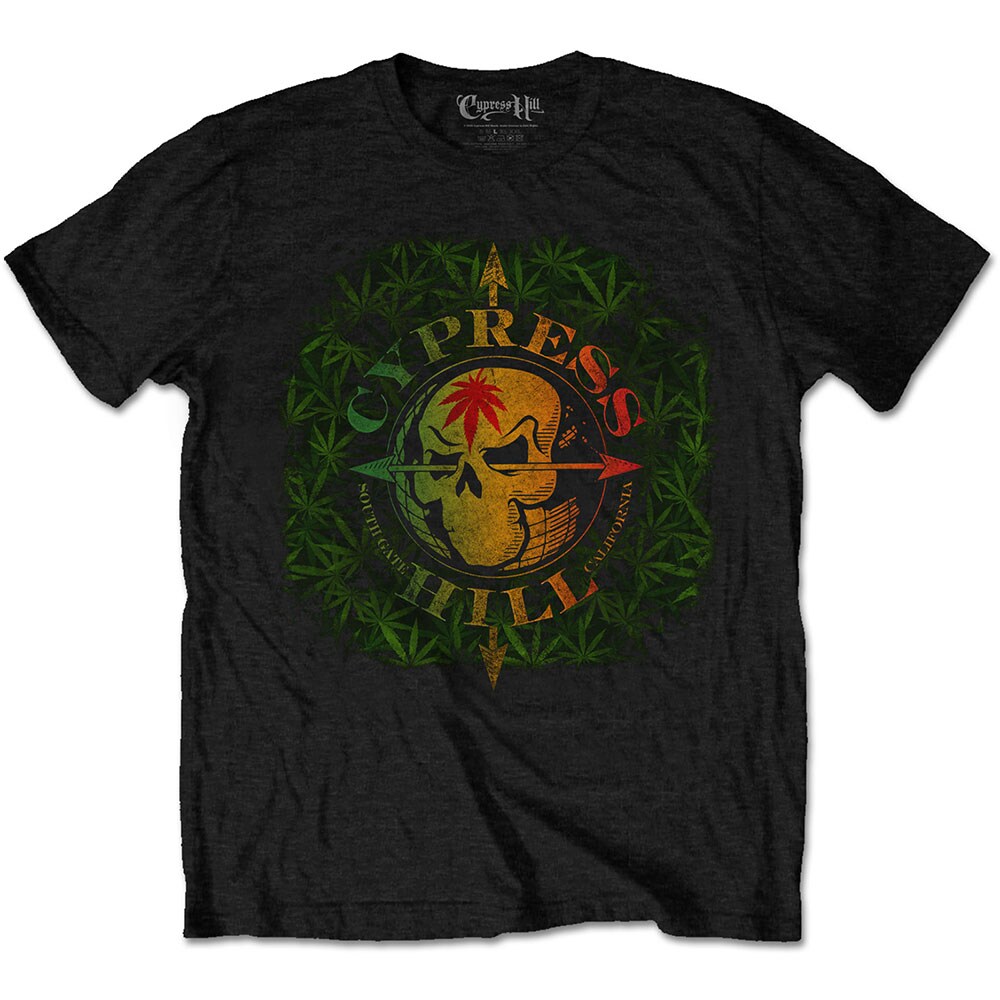 Cypress Hill Unisex T-Shirt: South Gate Logo & Leaves (Medium)