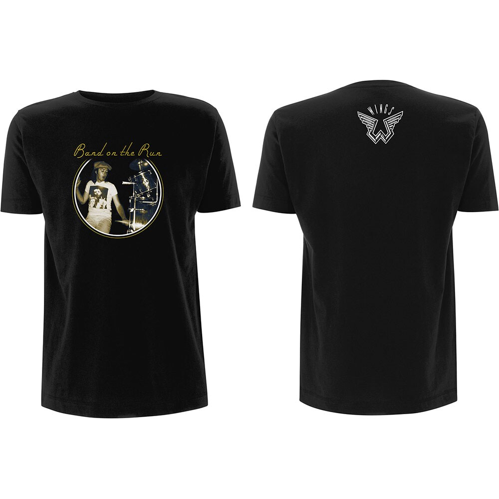Paul McCartney Unisex T-Shirt: Wings Band on the Run (Back Print) (X-Large)