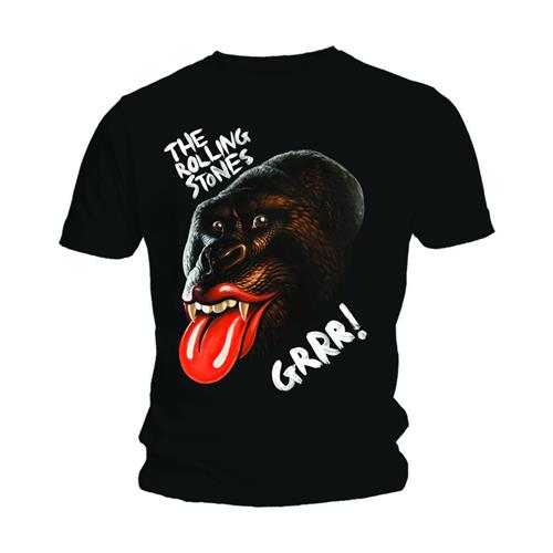 The Rolling Stones Unisex T-Shirt: Grrr Black Gorilla (Large)