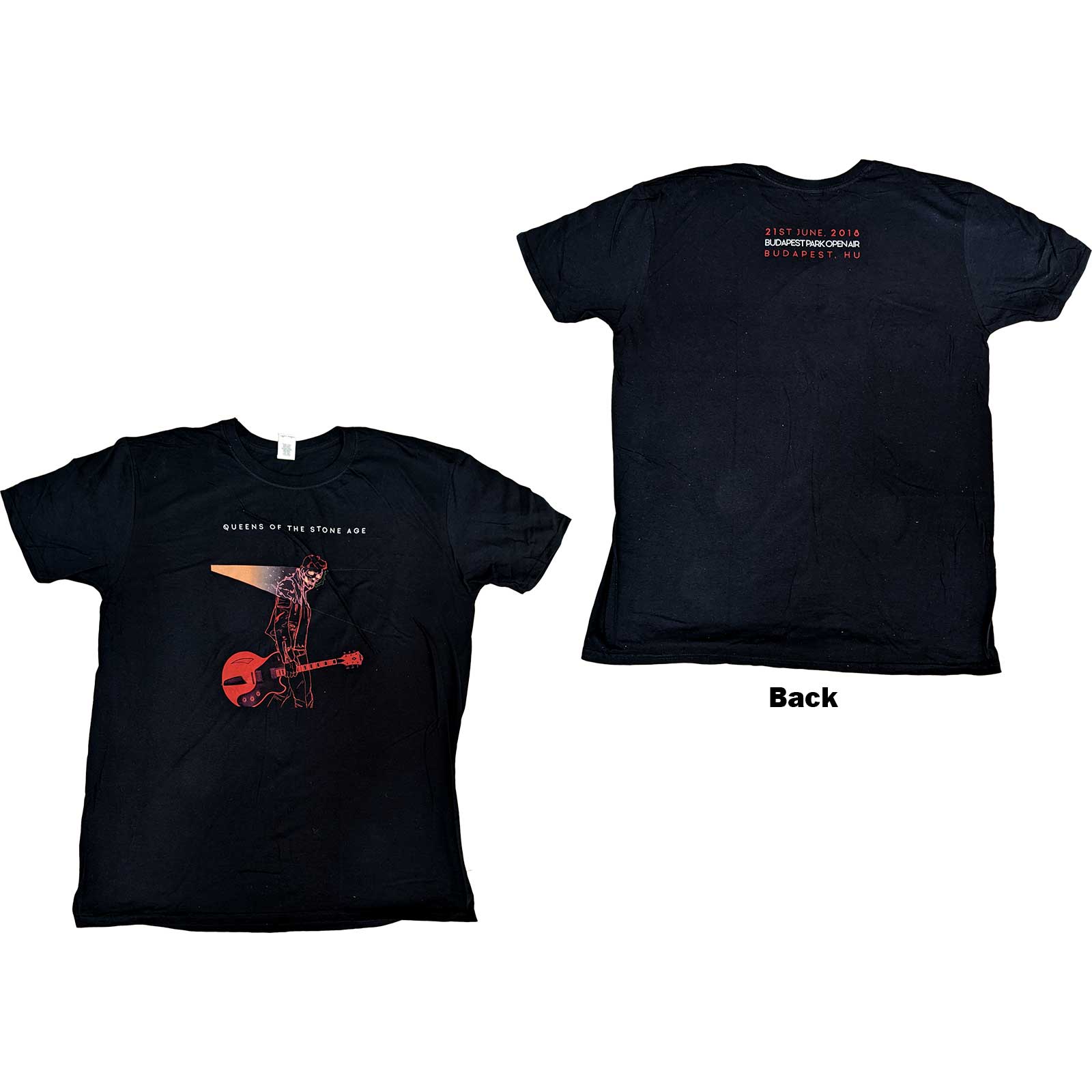 Queens Of The Stone Age Unisex T-Shirt: Budapest 2018 (Back Print) (Large)