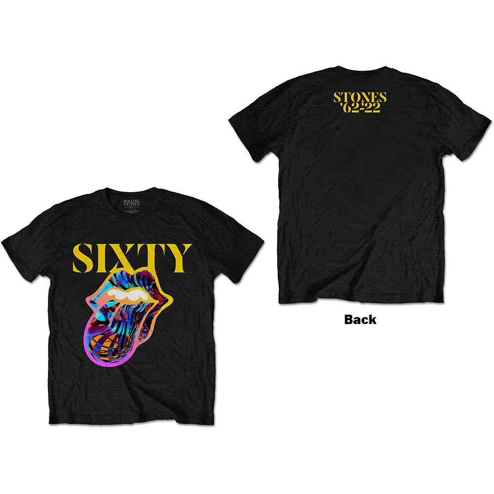 The Rolling Stones Unisex T-Shirt: Sixty Cyberdelic Tongue (Back Print) (Large)