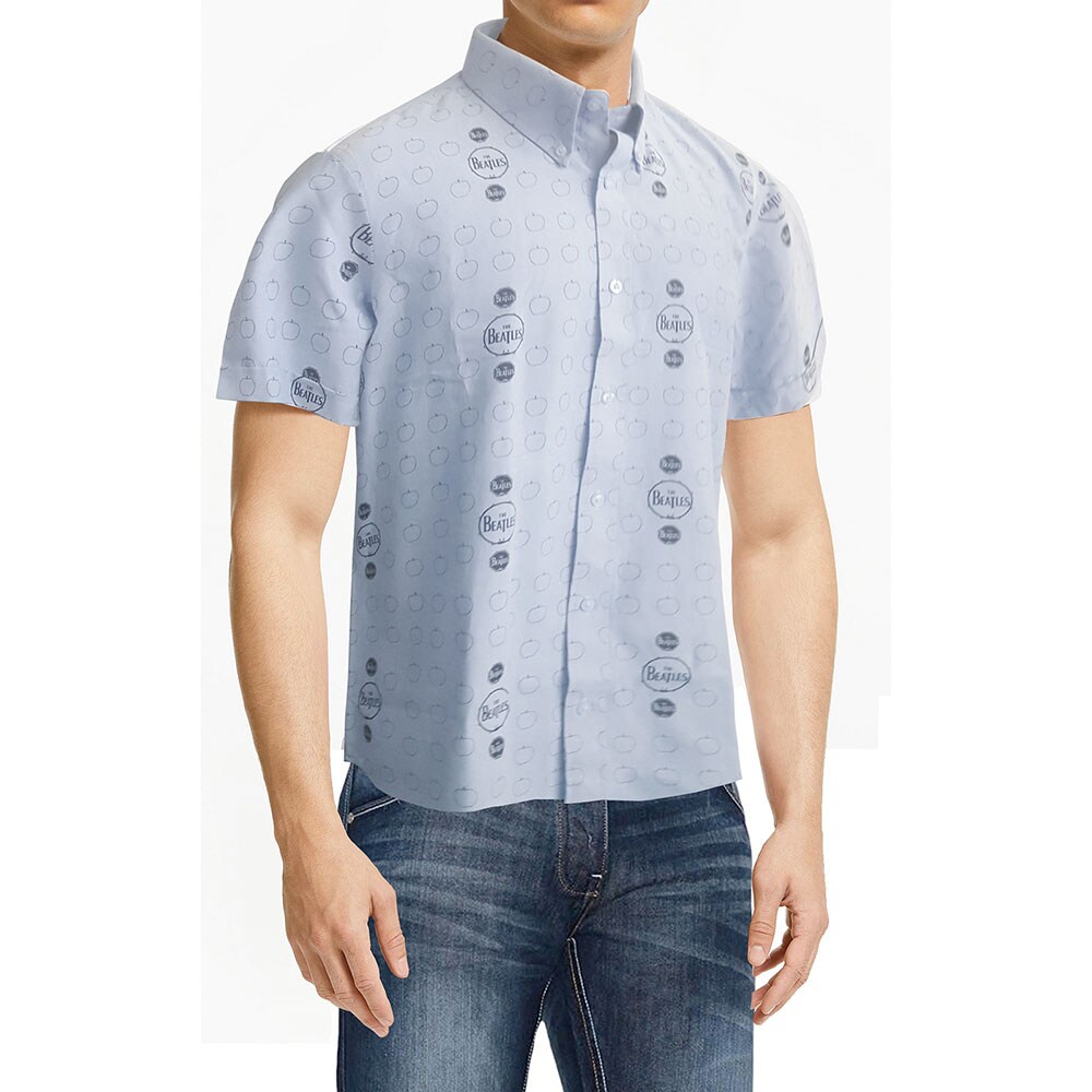 The Beatles Unisex Casual Shirt: Drum and Apples (All Over Print) (Small)