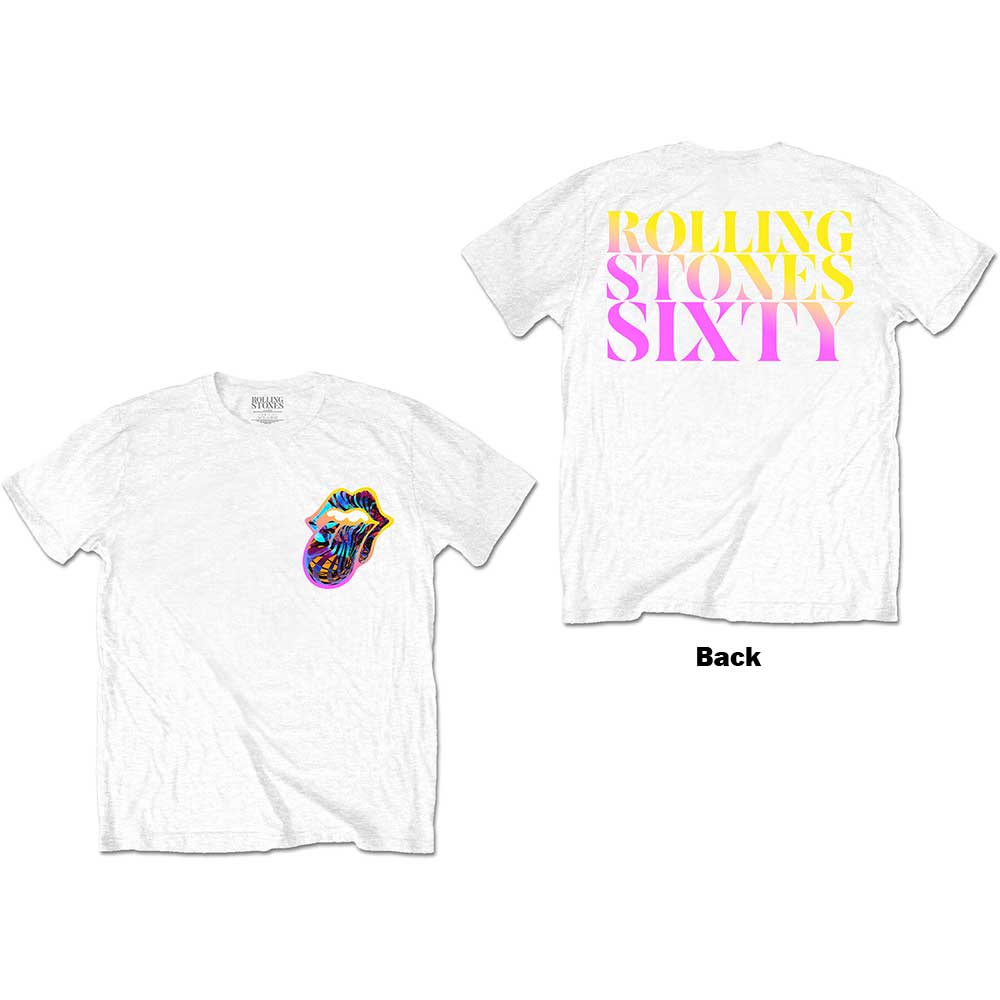 The Rolling Stones Unisex T-Shirt: Sixty Gradient Text (Back Print) (Small)