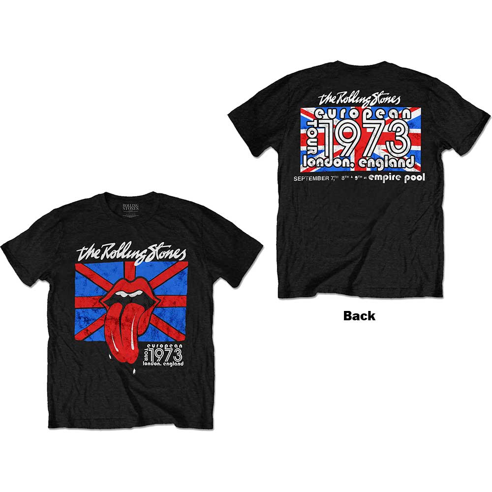 The Rolling Stones Unisex T-Shirt: London European '73 (Back Print) (Small)