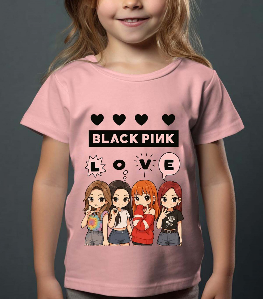 BlackPink Barn T-shirt - Love - Rosa - 100% Bomull