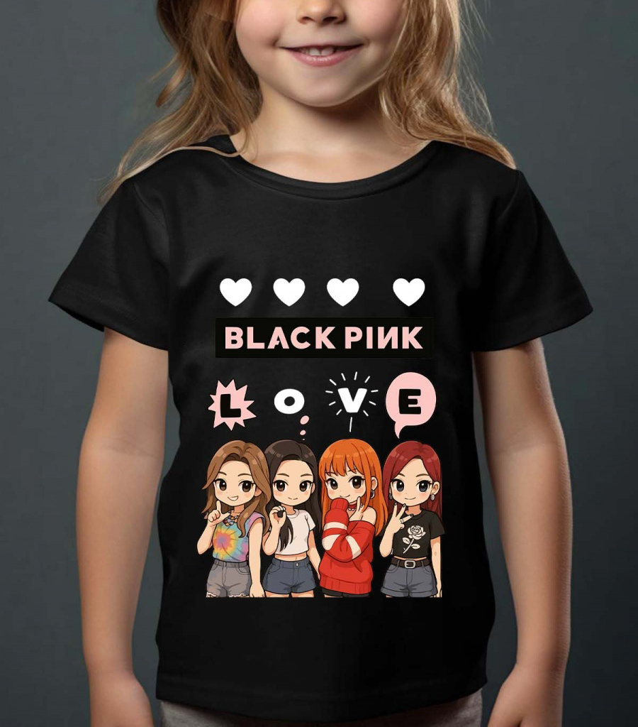 BlackPink Kids t-shirt - Love - Black - 100% Cotton