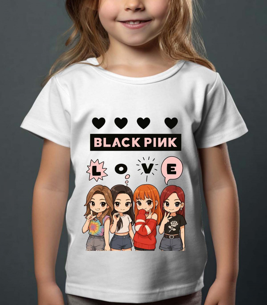 BlackPink Barn T-shirt - Love - Vit - 100% Bomull