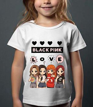 BlackPink Barn T-shirt - Love - Vit - 100% Bomull