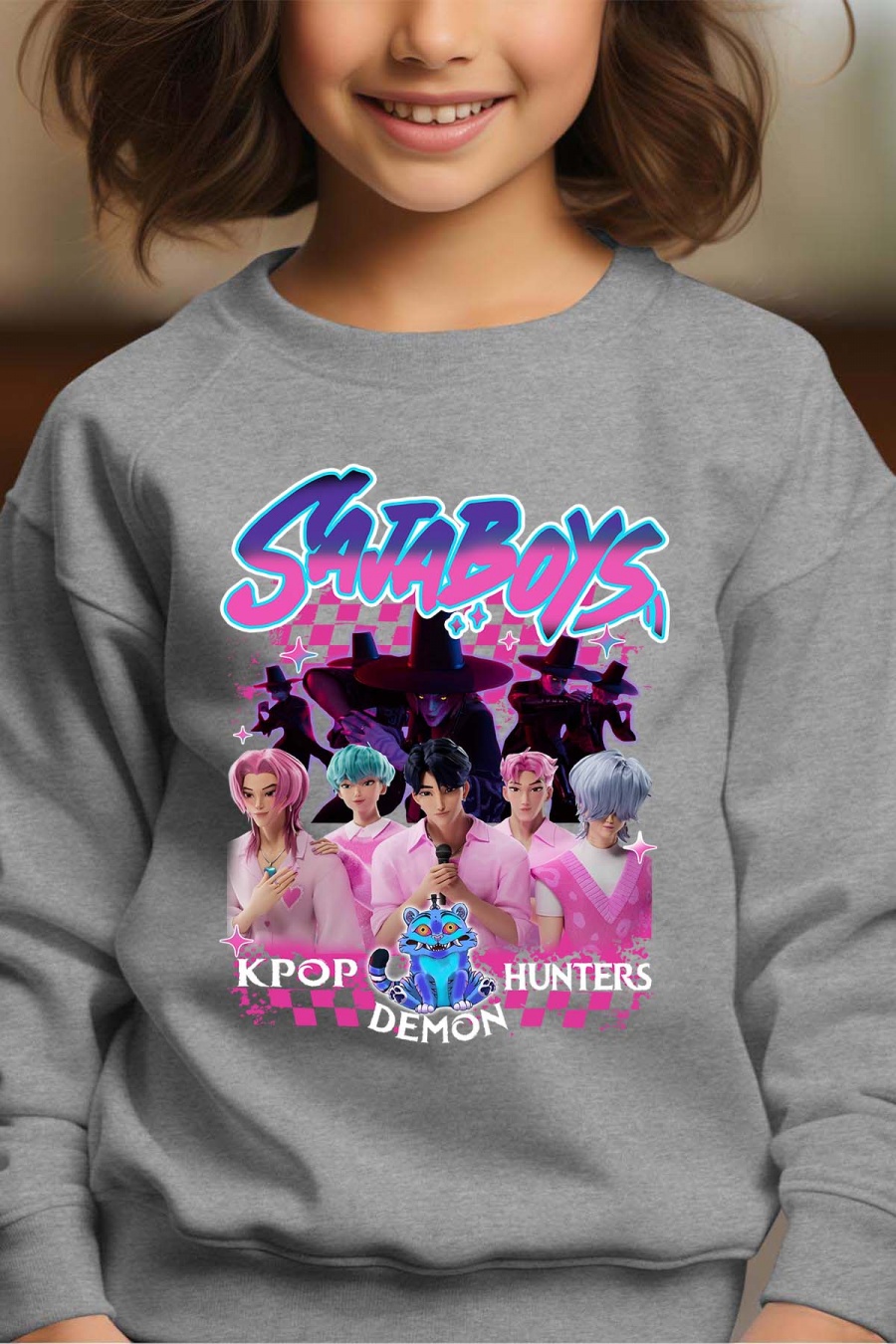 Saja Boys Kpop Demon Hunters Barn Sweatshirt - Hunters - Grå - Unisex