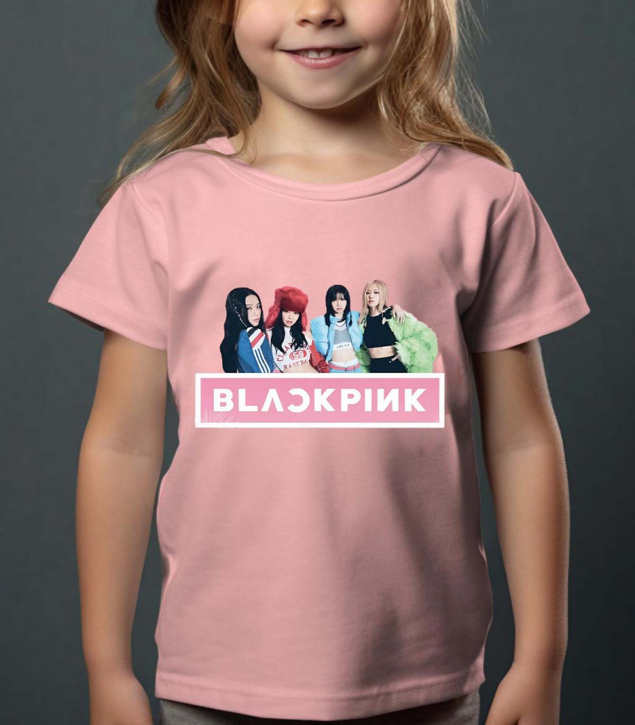 BlackPink Barn T-shirt - Band Photo - Rosa - 100% Bomull