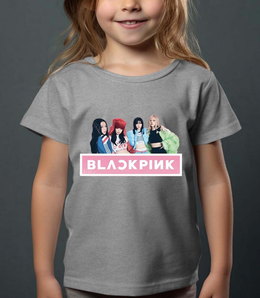 BlackPink Kids t-shirt - Band Photo - Grey - 100% Cotton