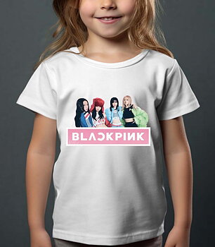 BlackPink Barn T-shirt - Band Photo - Vit - 100% Bomull