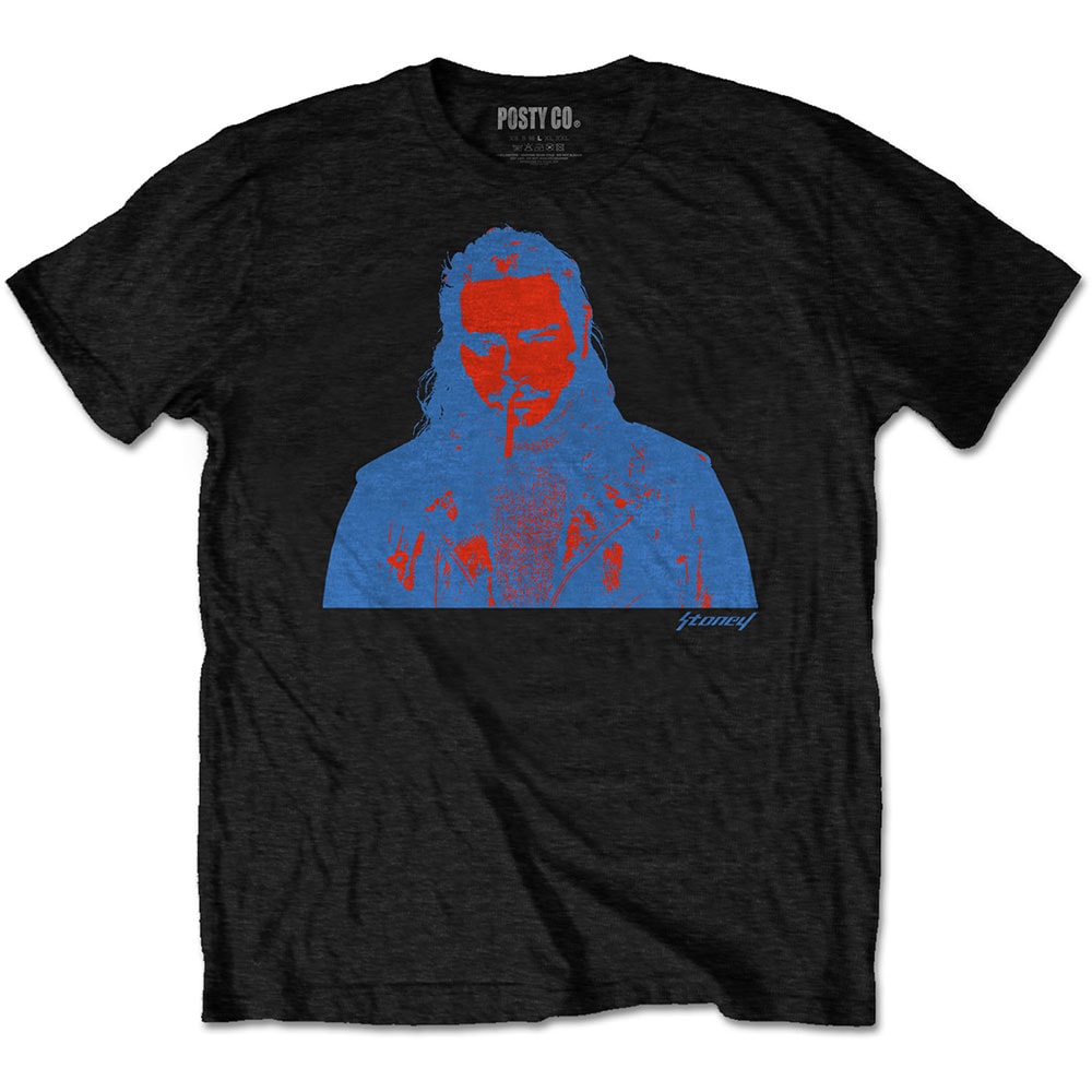 Post Malone Unisex T-Shirt: Red & Blue Photo (Medium)