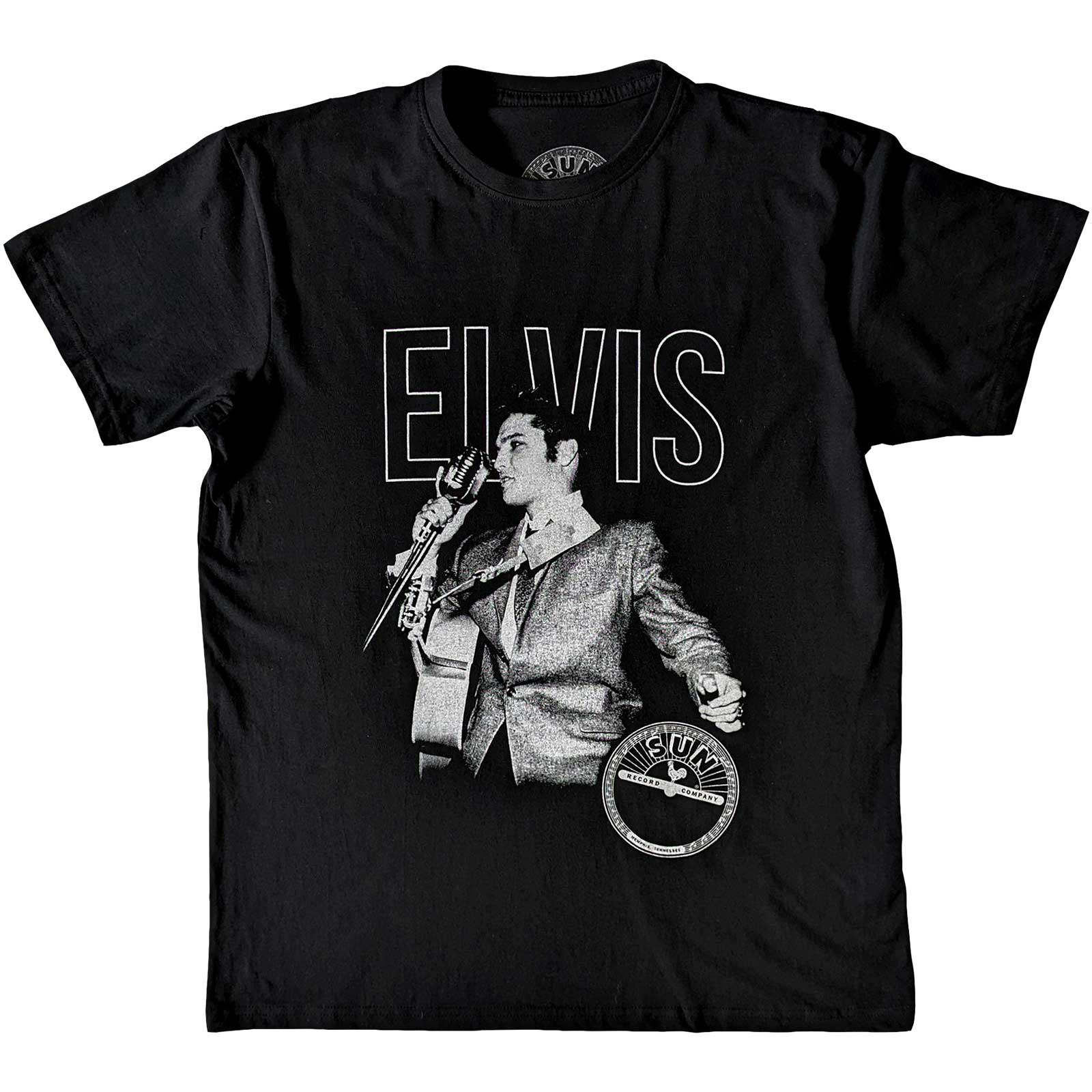 Sun Records Unisex T-Shirt: Elvis Live Portrait (Medium)