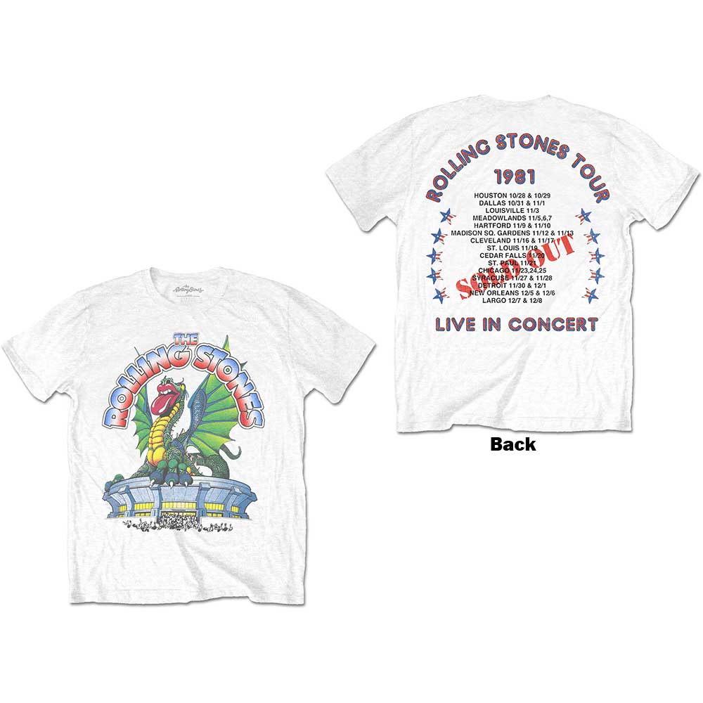 The Rolling Stones Unisex T-Shirt: 81 Tour Dragon (Back Print) (X-Large)