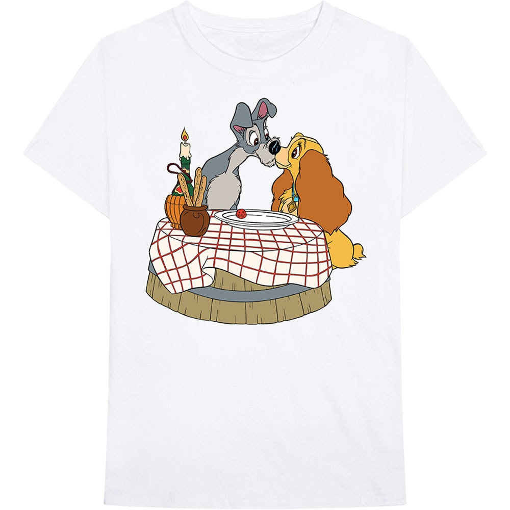 Disney Unisex T-Shirt: Lady & The Tramp - Kissing Pose (Large)
