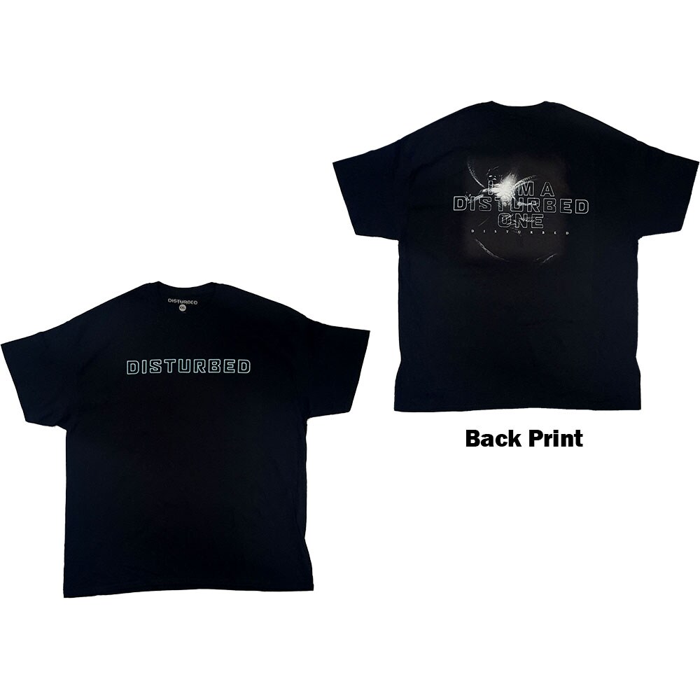 Disturbed Unisex T-Shirt: I Am A Disturbed One (Back Print) (Medium)