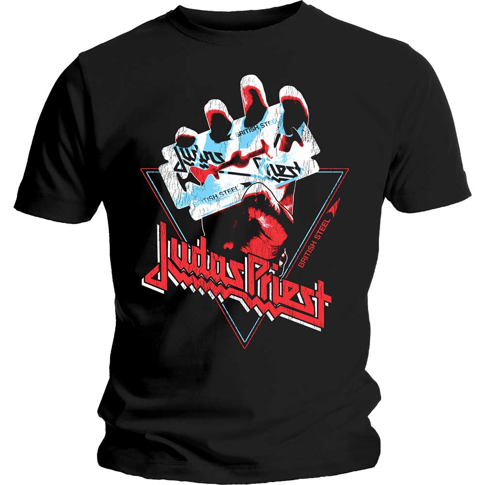 Judas Priest Unisex T-Shirt: British Steel Hand Triangle (X-Large)