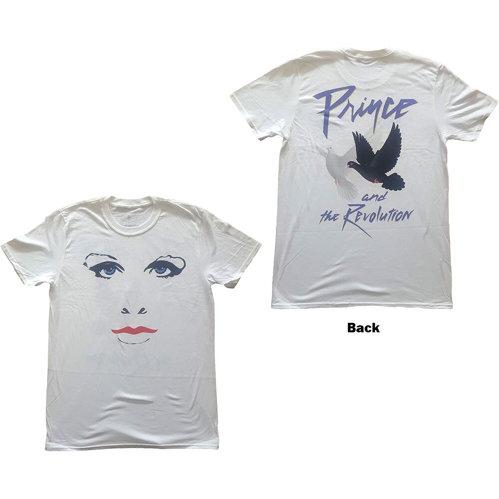 Prince Unisex T-Shirt: Faces & Doves (Back Print) (Large)