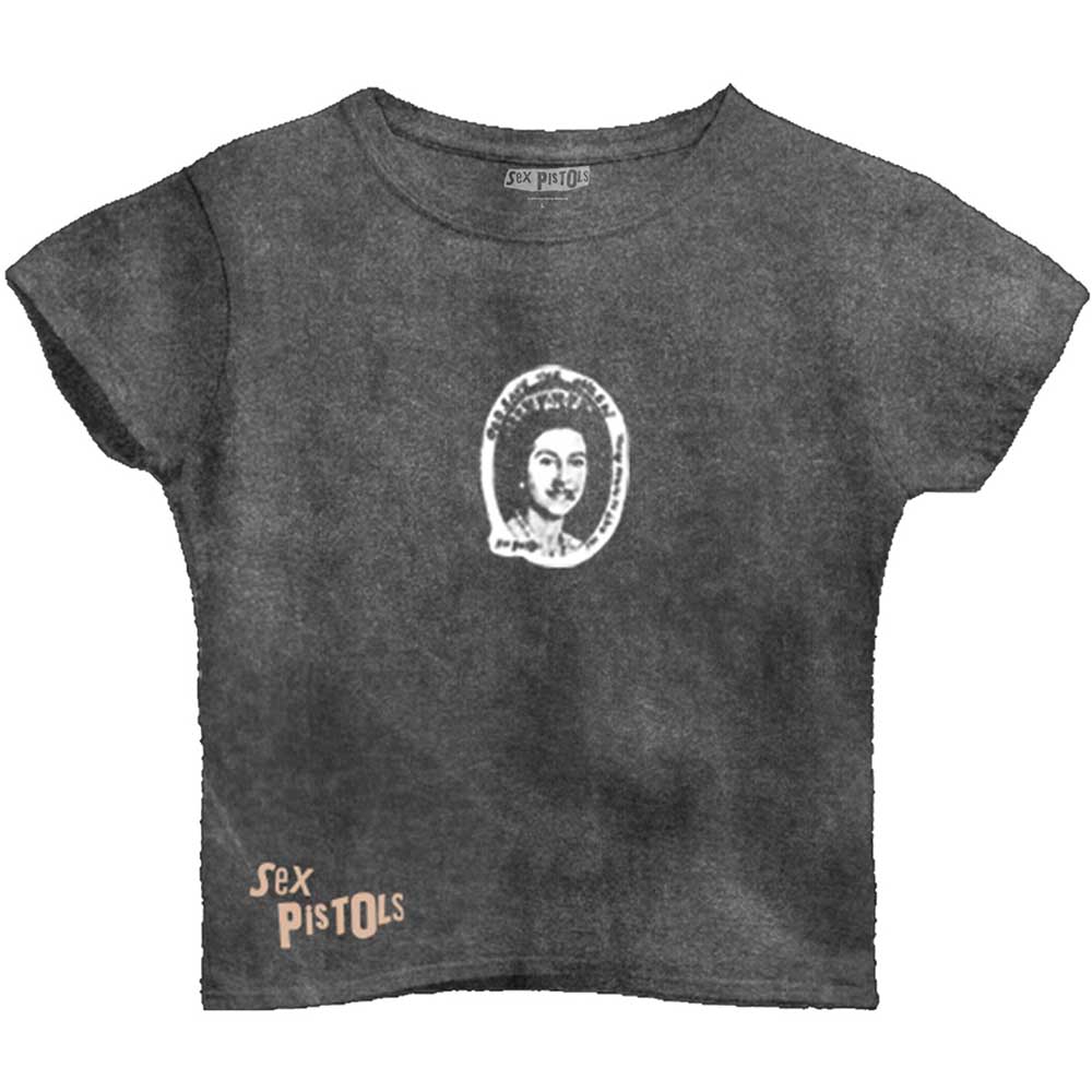 The Sex Pistols Ladies Crop Top: God Save The Queen (Mineral Wash) (XX-Large)
