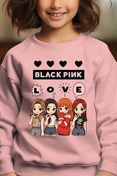 BlackPink Kpop Lasten Collegepaita - Love - Vaaleanpunainen - Unisex